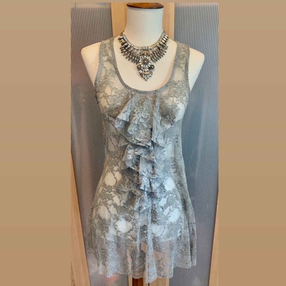 Lace overlay dress / shirt S